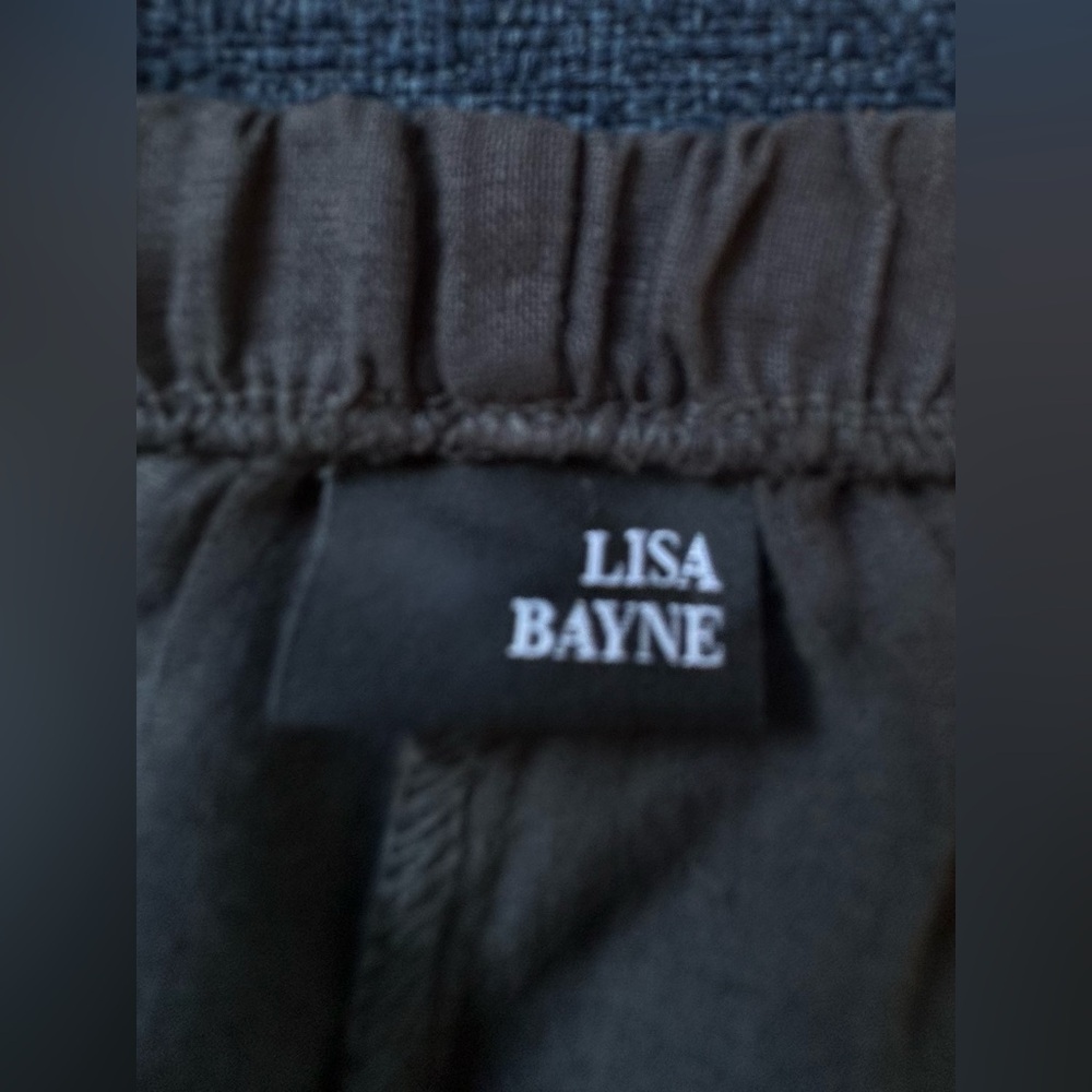 Lisa Bayne Medium 100% linen dark gray lantern pant, pants. Comfy dress/casual